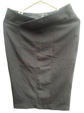 Mango MNG Suit Black Tailored Pencil Skirt with Crossover Waistband US size 4